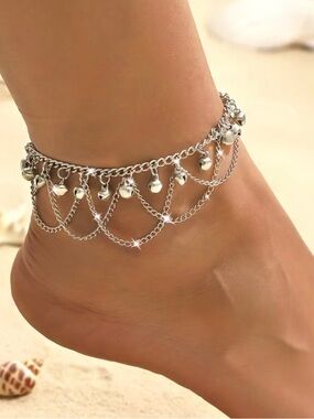 Silver Dainty Bell Charm Anklet